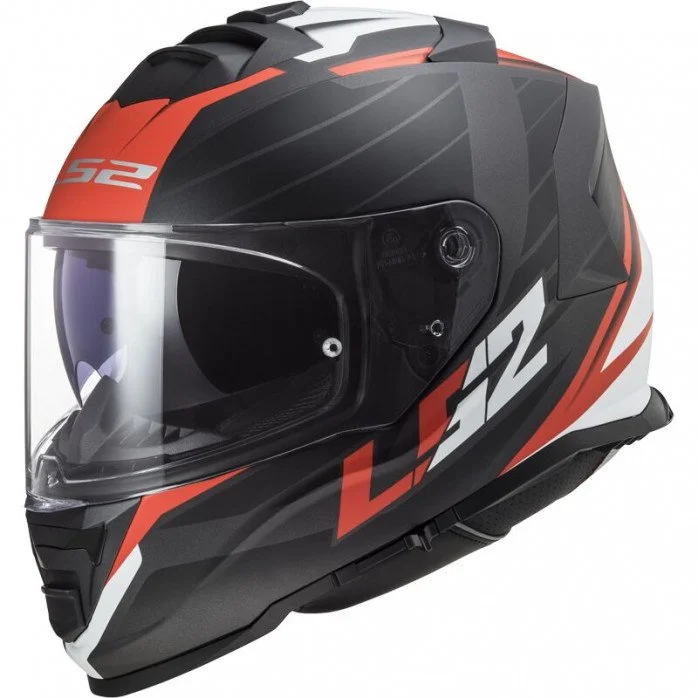 LS2 FF800 STORM II NERVE MATT BLACK RED UŽDARAS ŠALMAS XXL