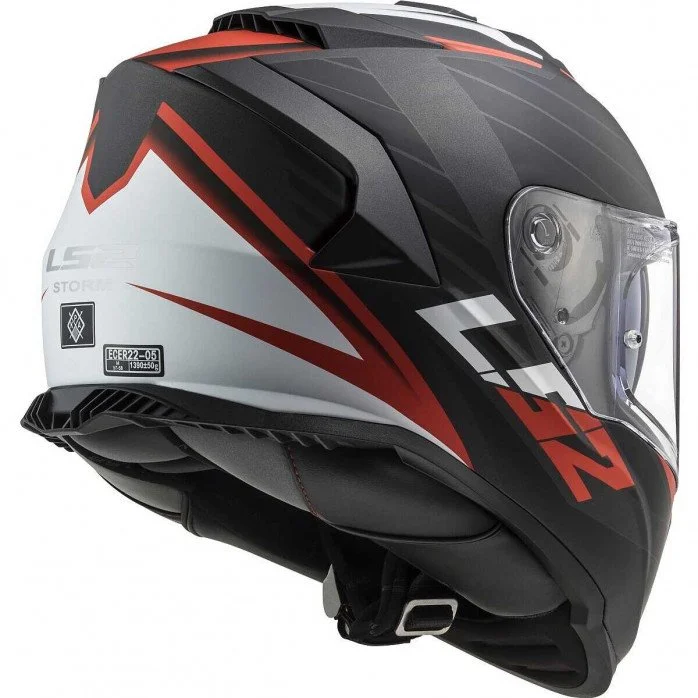 LS2 FF800 STORM II NERVE MATT BLACK RED UŽDARAS ŠALMAS XXL