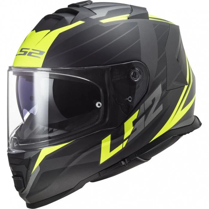 LS2 FF800 STORM II NERVE M.BLACK H-V YELLOW UŽDARAS ŠALMAS 3XL