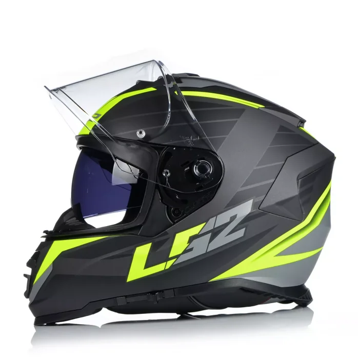 LS2 FF800 STORM II NERVE M.BLACK H-V YELLOW UŽDARAS ŠALMAS L