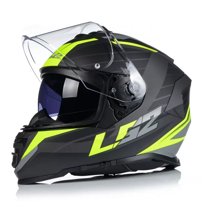 LS2 FF800 STORM II NERVE M.BLACK H-V YELLOW UŽDARAS ŠALMAS L