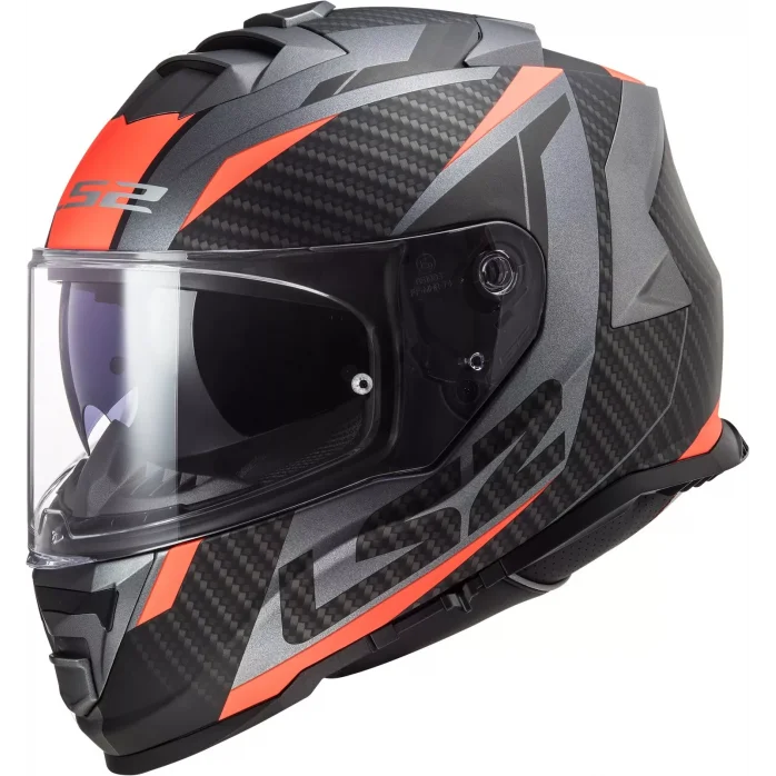 LS2 FF800 STORM II RACER M.TITANIUM ORANGE UŽDARAS ŠALMAS XL