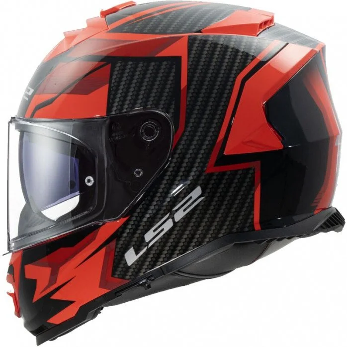 LS2 FF800 STORM II TRACKER BLACK RED uždaras šalmas XS