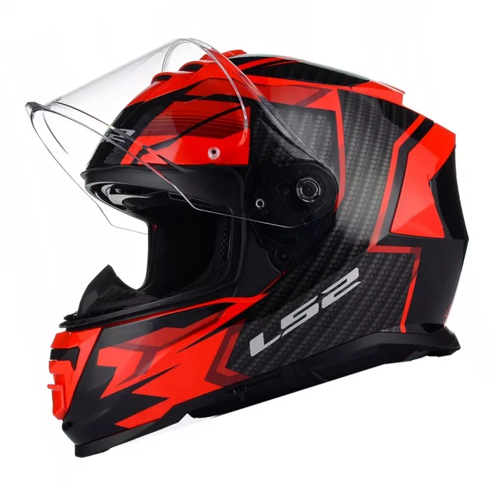 LS2 FF800 STORM II TRACKER BLACK RED uždaras šalmas XS