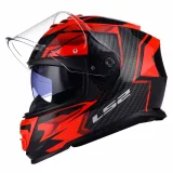 LS2 FF800 STORM II TRACKER BLACK RED uždaras šalmas XS