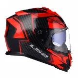 LS2 FF800 STORM II TRACKER BLACK RED uždaras šalmas XS