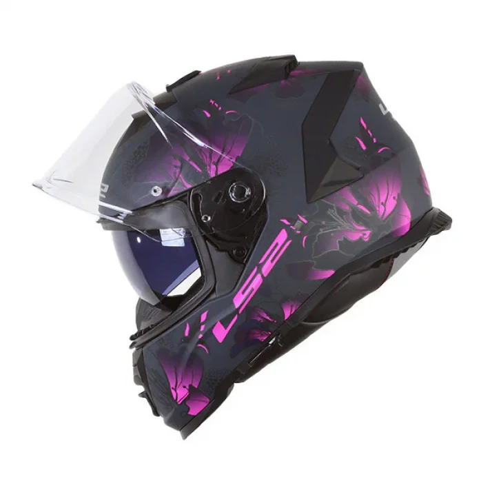LS2 FF800 STORM II BURST MATT BLACK PINK UŽDARAS ŠALMAS S