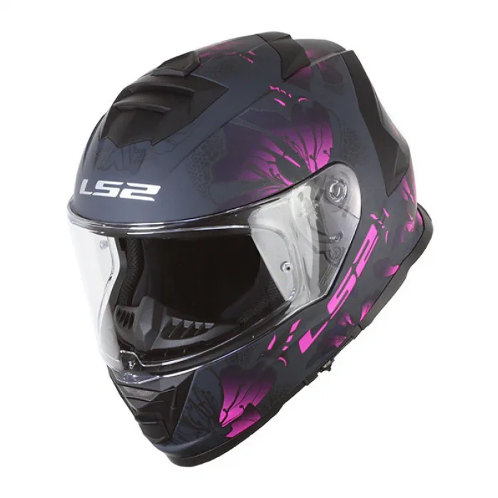 LS2 FF800 STORM II BURST MATT BLACK PINK UŽDARAS ŠALMAS S