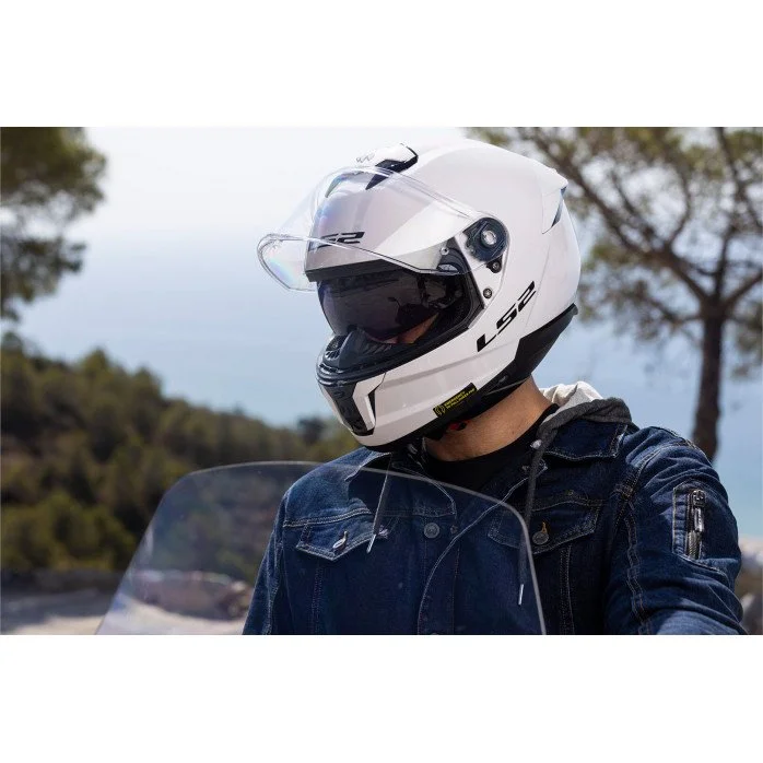LS2 FF808 STREAM II UŽDARAS ŠALMAS BLIZGI BALTA 3XL