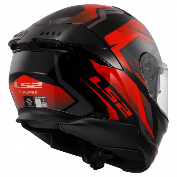 LS2 FF808 STREAM II FURY UŽDARAS ŠALMAS JUODA/RAUDONA 3XL