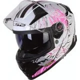 LS2 FF811 VECTOR II DARFLO GL.WHITE PINK uždaras šalmas XXS
