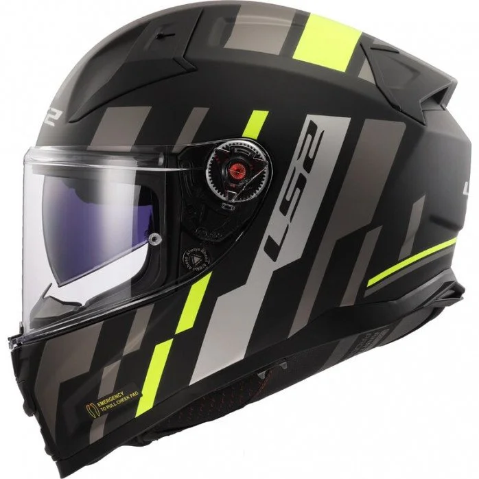 LS2 FF811 VECTOR II TRON M.BLACK H-V YELLOW uždaras šalmas 4XL