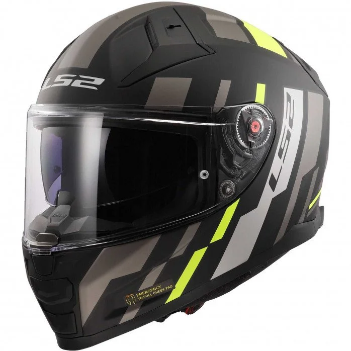 LS2 FF811 VECTOR II TRON M.BLACK H-V YELLOW uždaras šalmas 4XL