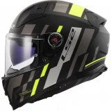 LS2 FF811 VECTOR II TRON M.BLACK H-V YELLOW uždaras šalmas 4XL