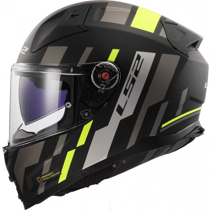 LS2 FF811 VECTOR II TRON M.BLACK H-V YELLOW uždaras šalmas 4XL
