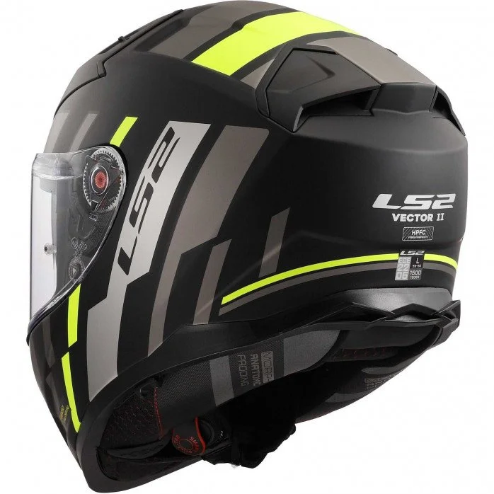 LS2 FF811 VECTOR II TRON M.BLACK H-V YELLOW uždaras šalmas 4XL