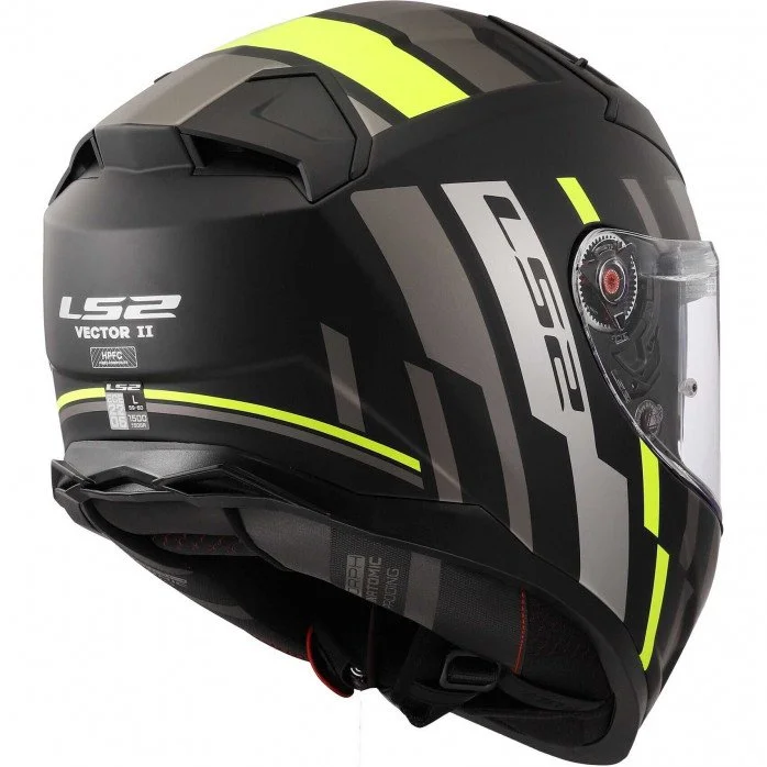 LS2 FF811 VECTOR II TRON M.BLACK H-V YELLOW uždaras šalmas 4XL