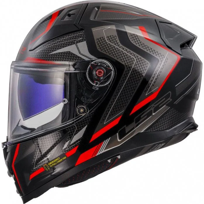 LS2 FF811 VECTOR II ALIZER BLACK RED uždaras šalmas S