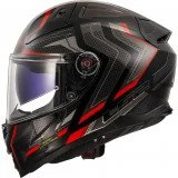 LS2 FF811 VECTOR II ALIZER BLACK RED uždaras šalmas S