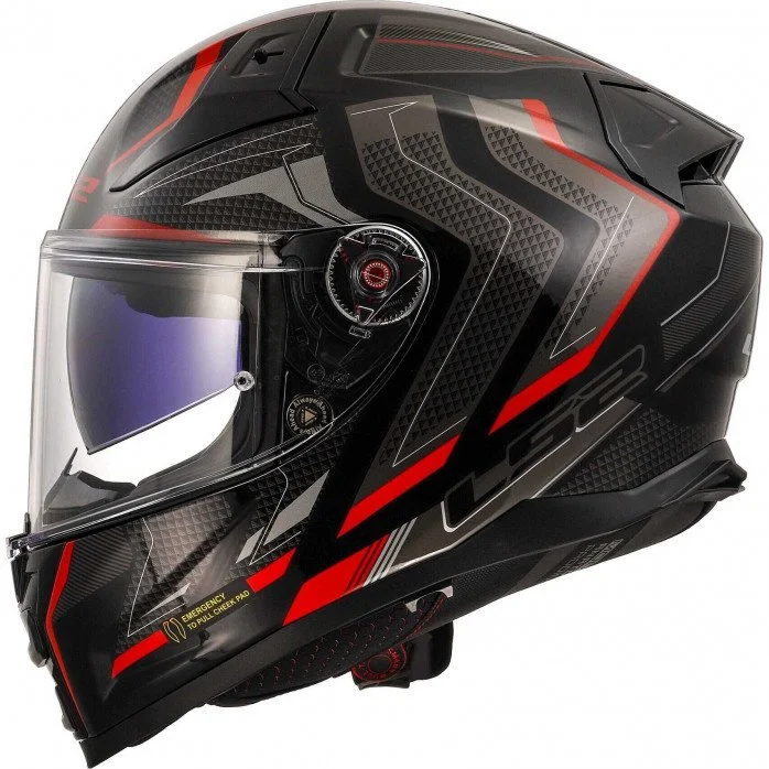 LS2 FF811 VECTOR II ALIZER BLACK RED uždaras šalmas S