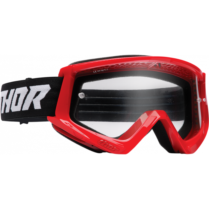 Thor Youth Combat vaikiški motokroso akiniai su skaidriu stikliuku- Raudona