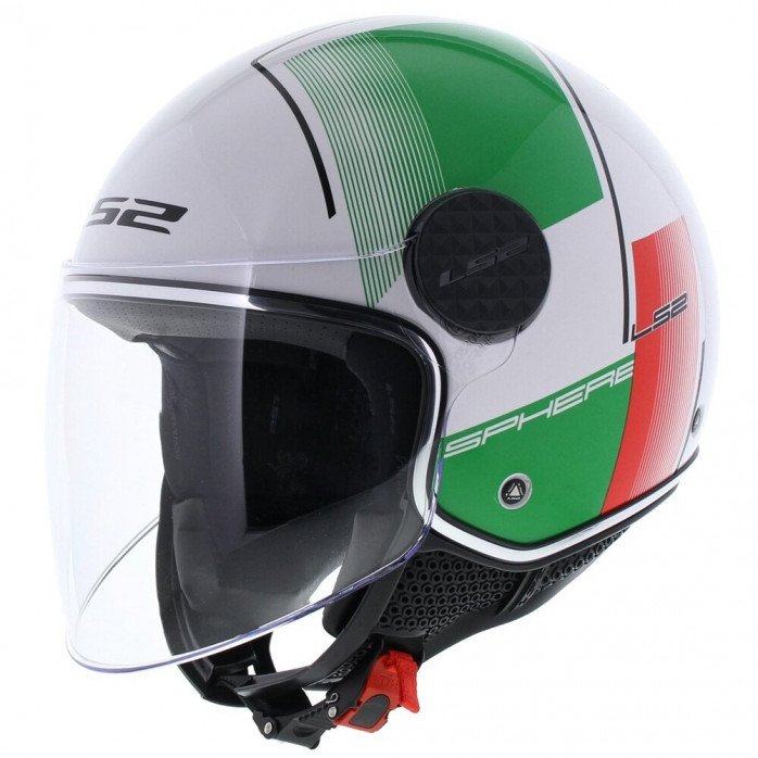 LS2 OF558 SPHERE LUX II FIRM WHITE GREEN RED atviras šalmas L