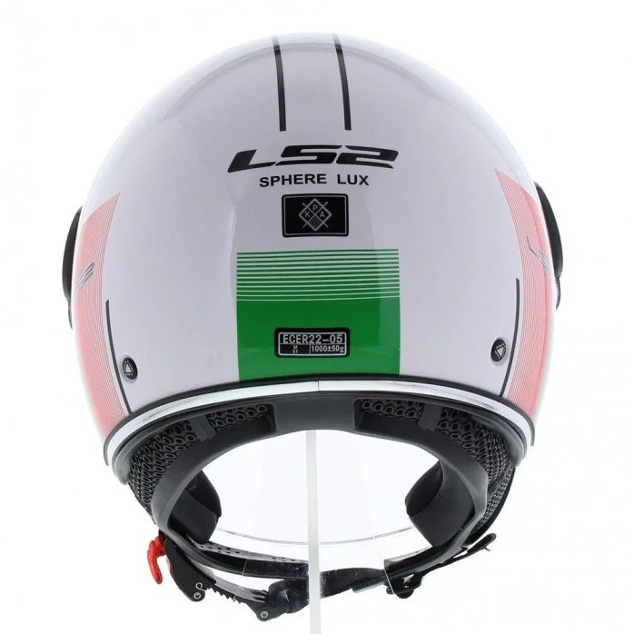 LS2 OF558 SPHERE LUX II FIRM WHITE GREEN RED atviras šalmas XL
