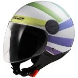 LS2 OF558 SPHERE LUX II SWIRL GL.WHITE RAINBOW atviras šalmas M