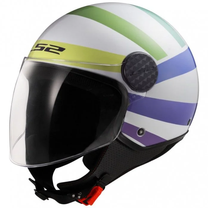 LS2 OF558 SPHERE LUX II SWIRL GL.WHITE RAINBOW atviras šalmas M