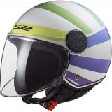 LS2 OF558 SPHERE LUX II SWIRL GL.WHITE RAINBOW atviras šalmas XXL