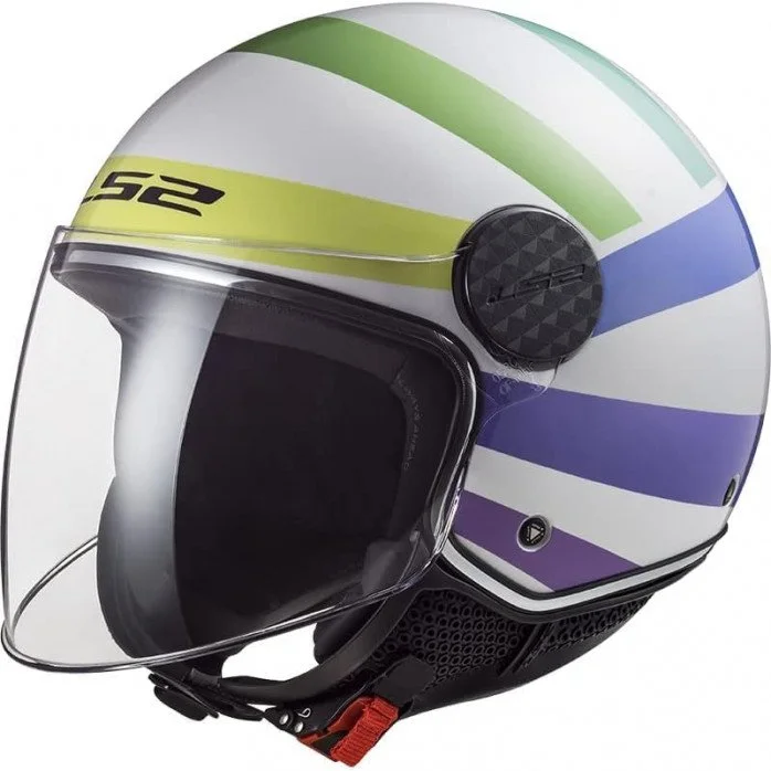 LS2 OF558 SPHERE LUX II SWIRL GL.WHITE RAINBOW atviras šalmas M