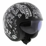 LS2 OF599 SPITFIRE II TRIBAL MATT BLACK WHITE atviras šalmas XS