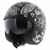 LS2 OF599 SPITFIRE II TRIBAL MATT BLACK WHITE atviras šalmas XS