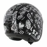 LS2 OF599 SPITFIRE II TRIBAL MATT BLACK WHITE atviras šalmas XS