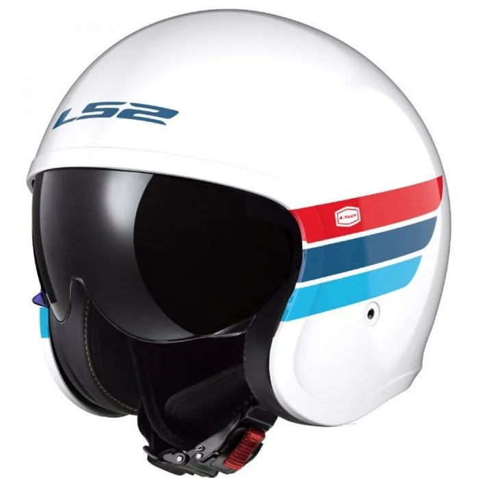 LS2 OF599 SPITFIRE II RETRO WHITE BLUE RED atviras šalmas XS