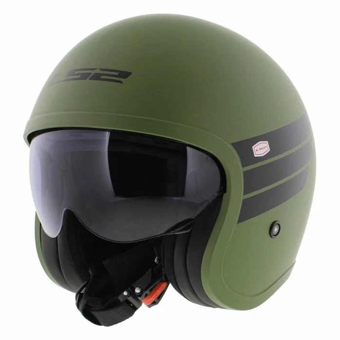 LS2 OF599 SPITFIRE II RETRO M.MILITARY GREEN atviras šalmas S