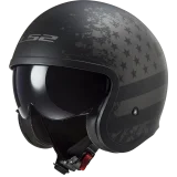 LS2 OF599 SPITFIRE II MATT BLACK FLAG atviras šalmas XXL