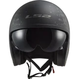 LS2 OF599 SPITFIRE II MATT BLACK FLAG atviras šalmas XXL