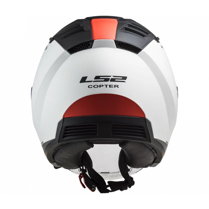 LS2 OF600 COPTER II URBANE M.WHITE RED atviras šalmas L