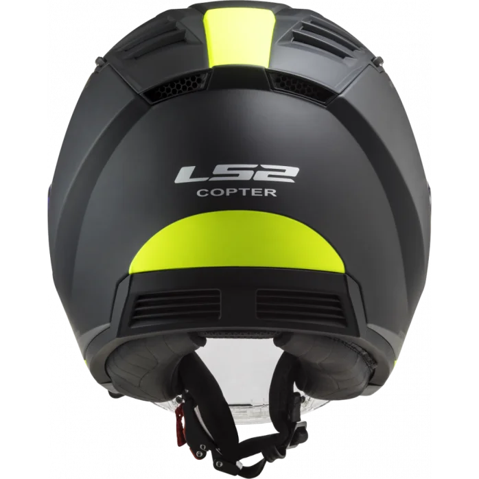 LS2 OF600 COPTER II URBANE M.BLACK H-V YELLOW atviras šalmas XL