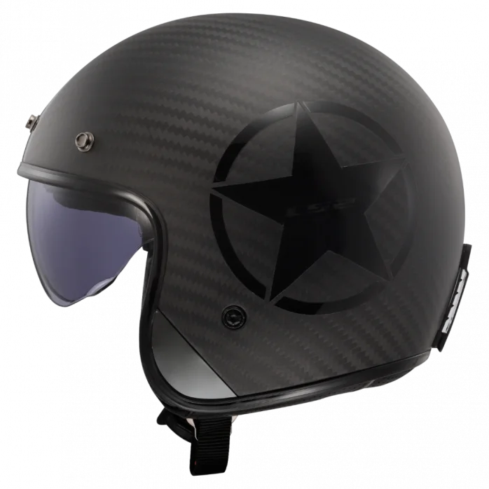 LS2 OF601 BOB II C STAR BLACK karboninis atviras šalmas XS