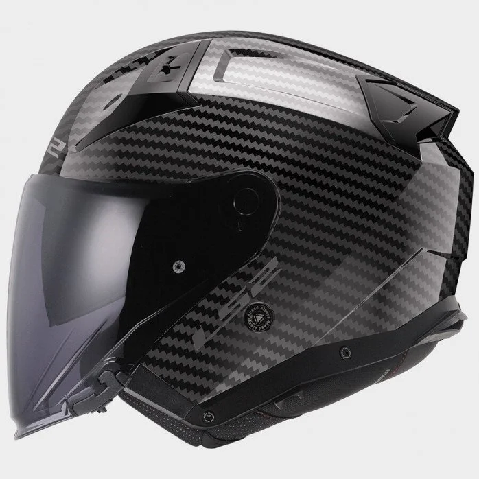 LS2 OF603 INFINITY II GLOSS CARBON karboninis atviras šalmas M