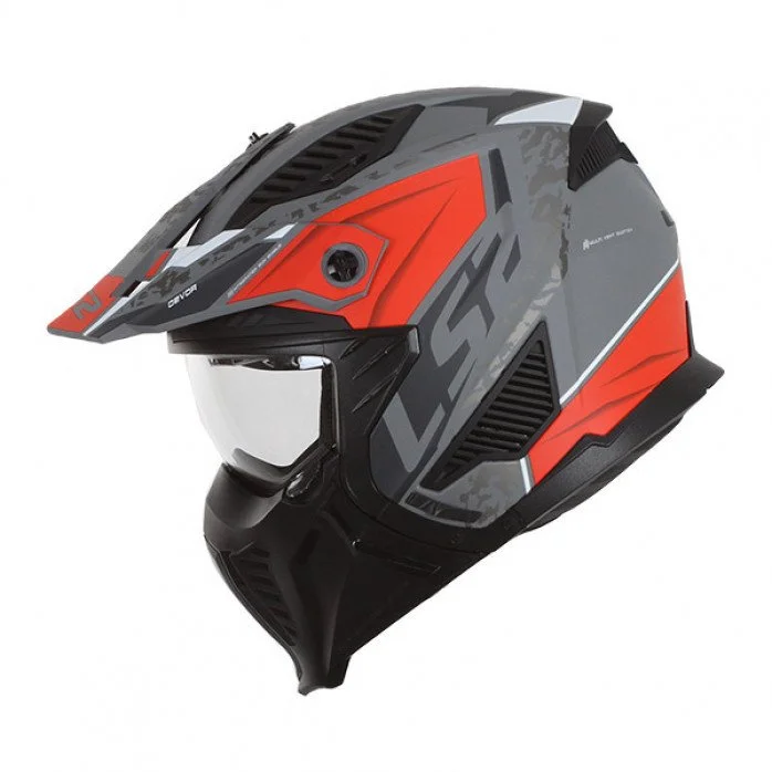 LS2 OF606 DRIFTER DEVOR M.SILVER TITANIUM RED ATVIRO TIPO ŠALMAS M