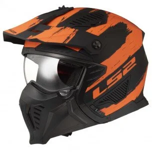 LS2 OF606 DRIFTER MUD ATVIRO TIPO ŠALMAS JUODA/ORANŽINĖ-06 L