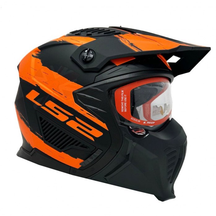 LS2 OF606 DRIFTER MUD ATVIRO TIPO ŠALMAS JUODA/ORANŽINĖ-06 XXL