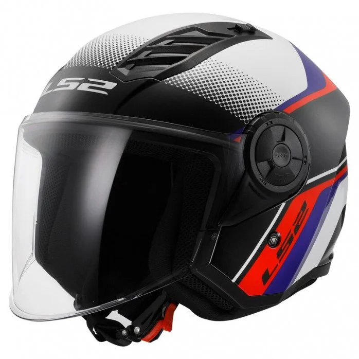 LS2 OF616 AIRFLOW II RUSH WHITE BLUE RED atviro tipo šalmas 3XL