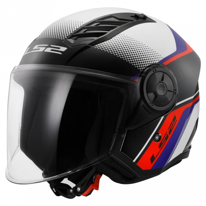 LS2 OF616 AIRFLOW II RUSH WHITE BLUE RED atviro tipo šalmas 3XL