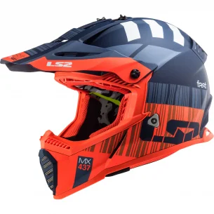 LS2 MX437 FAST EVO II MINI XCODE M.VAIKŠKAS KROSINIS ŠALMAS ORANŽINĖ/MĖLYNA S