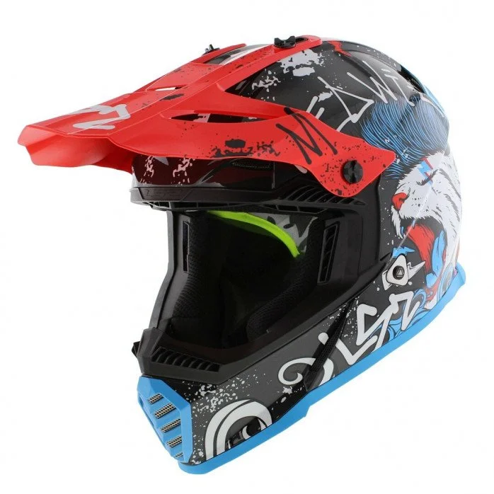 LS2 MX437 FAST II MINI STARMAW BLACK vaikiškas krosinis šalmas S