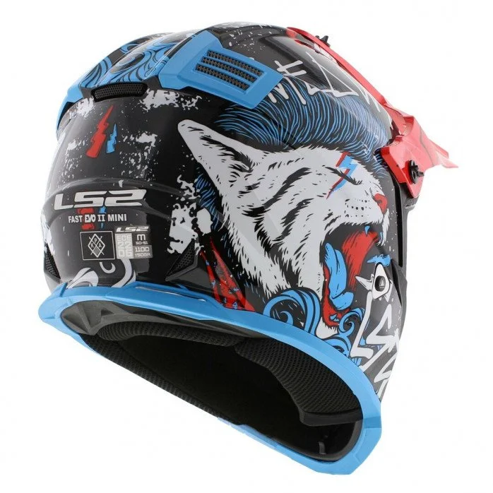 LS2 MX437 FAST II MINI STARMAW BLACK vaikiškas krosinis šalmas S